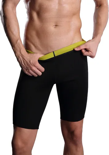 Ausom Pantalones cortos térmicos para hombre, de cintura alta, sudatorios, quemar grasa, para moldear el cuerpo y perder peso