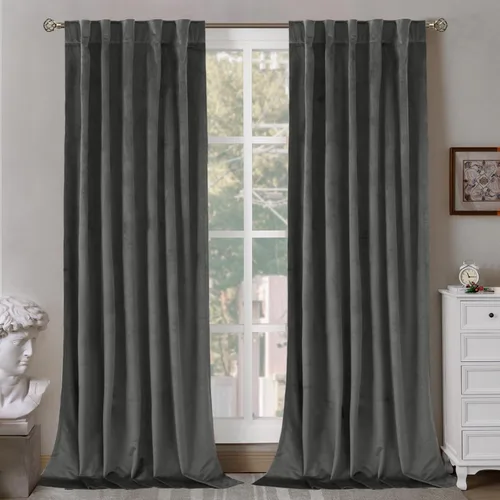 Miniatura 32 de BGment Cortinas de terciopelo rosa polvoriento, 2 paneles de 84 pulgadas, 2 paneles para sala de estar, aislamiento térmico de lujo, reducen