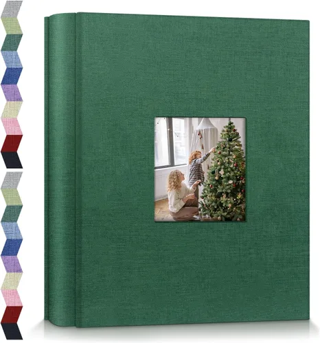 Miniatura 38 de Álbum de fotos popotop 4x6 - 100 fotos, libros de fotos con 100 bolsillos verticales, álbumes con cubierta de lino para fotos familiares, de boda