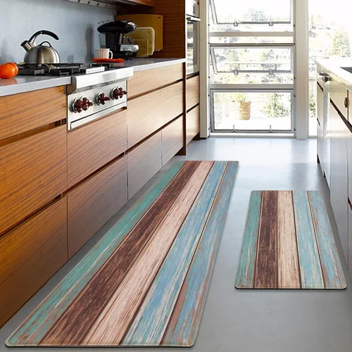 Miniatura 13 de MAYHMYO Juego de 2 tapetes de cocina antifatiga, diseño de mármol y azul, alfombrillas acolchadas y antideslizantes