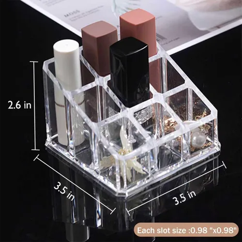 Miniatura 2 de Organizador y almacenamiento de lápiz labial, 9 ranuras transparente para estante de exhibición (QX152)