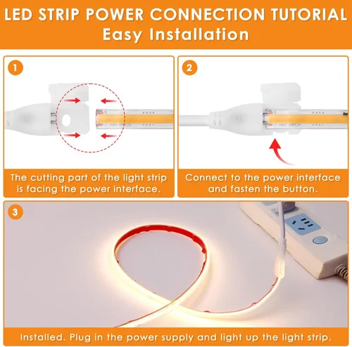 Miniatura 5 de Tira de luz LED COB de 110 V, 65.6 pies, 6000 K, blanco frío, IP65, impermeable, súper brillante, 5920 LED, cinta cortable para techo interior, casa
