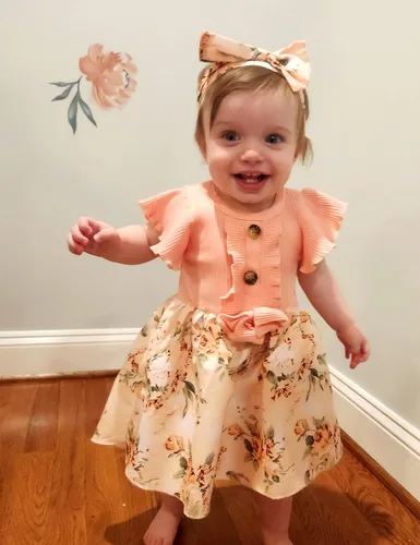 Miniatura 3 de Vestido de niña recién nacida, floral, manga con volantes, casual, vestido de playa, vestido de princesa con falda de princesa, vestidos de verano