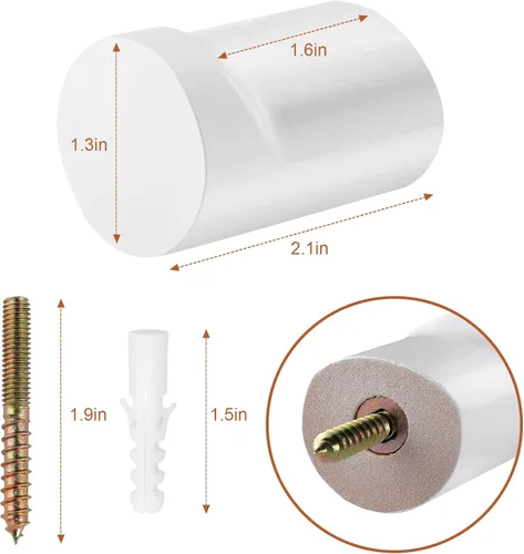 Miniatura 6 de bsdonte Ganchos de Pared de Madera, Paquete de 4 Ganchos Decorativos Blancos Montados en la Pared, Ganchos Modernos para Sombreros de Servicio
