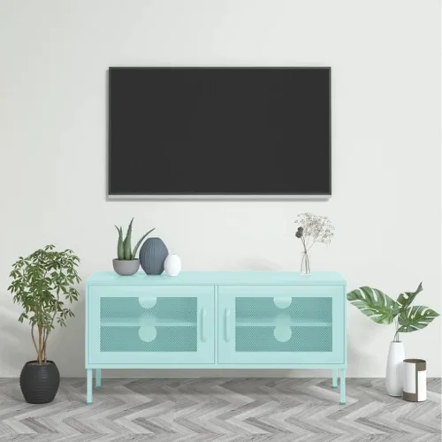 Miniatura 12 de Soporte de TV de metal de acero con almacenamiento, gabinete de TV de metal clásico, mesa consola de entretenimiento con estantes de almacenamiento