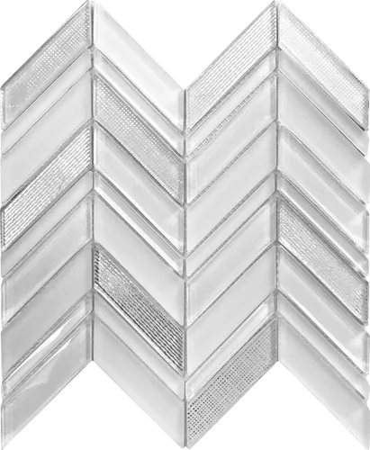 Mosaico de vidrio Chevron de 10.4 x 10.4 pulgadas (muestra de muestra: 4 x 5 pulgadas)