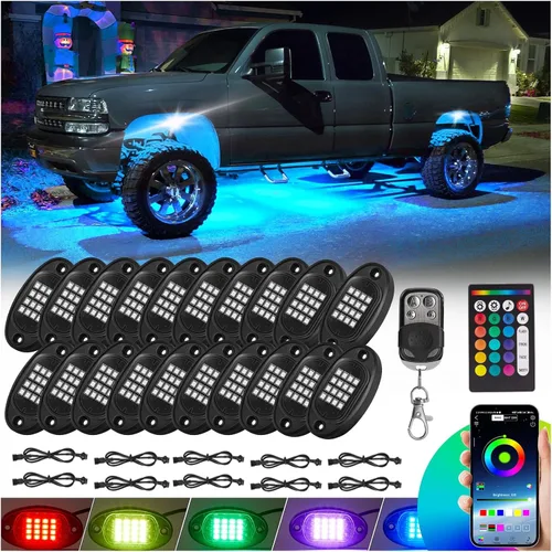 Miniatura 17 de 8 vainas RGB LED Rock Lights para Jeeps, camiones, carrito de golf, ATV, UTV RZR, SUV, todoterreno, kit impermeable multicolor con aplicación, modo