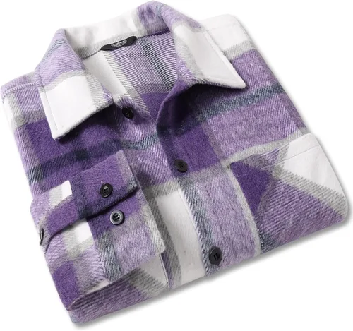 Miniatura 5 de COOFANDY Camisas de franela para hombre, casual, con botones, a cuadros, chaqueta de manga larga, chaqueta de forro polar con bolsillos