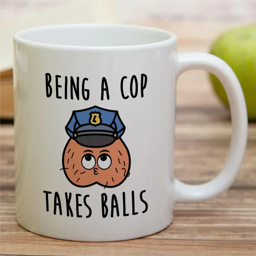 Miniatura 3 de Retreez Taza divertida para oficial de policía – Being A Cop Takes Balls – Tazas de café de cerámica de 11 onzas para profesionales del orden
