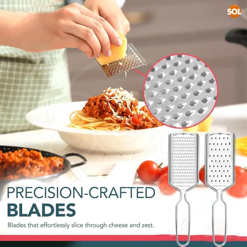 Miniatura 3 de Rallador de limón Zester Traje de 2 piezas,Rallador de queso de acero inoxidable,Molinillo fino de cocina para queso parmesano, jengibre, ajo, nuez