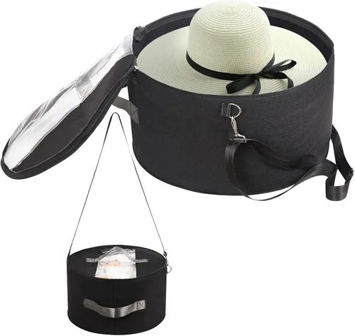 LITLANDSTAR Organizador para mujeres y hombres, caja de almacenamiento redonda, contenedor de fieltro portátil, plegable, con tapa a prueba de Negro