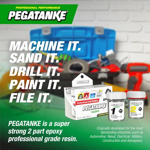 Miniatura 4 de PEGATANKE - Resina epoxi transparente de 2 partes Adhesivo profesional de soldadura en frío Pegamento de metal de alta resistencia para tanques