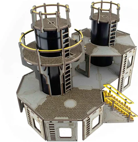 Miniatura 6 de War World Gaming Industry of War Refinery 1 – Prepintado – 1.102 in Sci-Fi Wargaming Terrain Modelo Diorama Scenery Sci-Fi Batalla Mesa Guerra