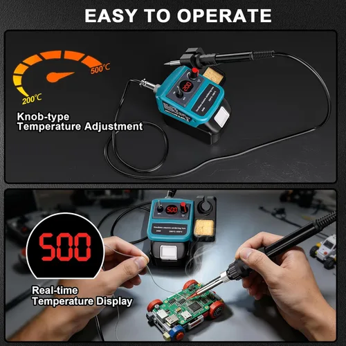 Miniatura 5 de Kit de soldadura inalámbrico para batería Makita 18v LXT, soldador digital LED de 75W con pistola de soldar con 5 puntas, alambre de soldadura