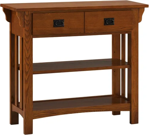 Miniatura 9 de Leick Home Ironcraft Estantería de madera maciza, 1 cajón, 2 estantes, herrajes ennegrecidos, lados de listones, fácil montaje, negro lavado, 12