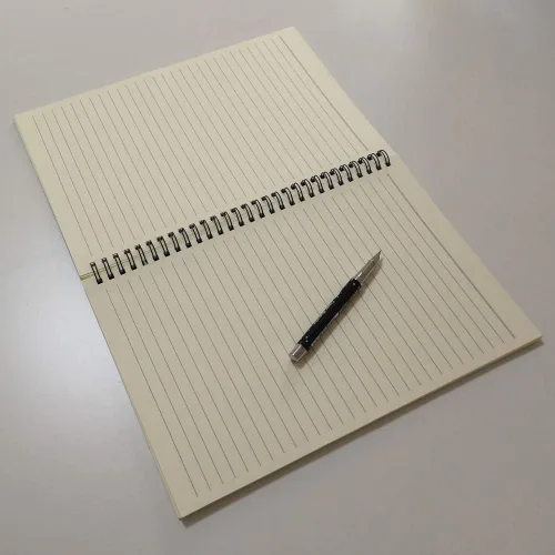 Miniatura 3 de YUREE - Cuaderno con espiral a rayas, de tapa dura, con papel Kraft B5
