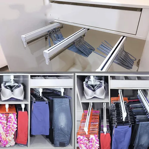Miniatura 5 de Slide Out Pants Rack Closet Hanger Bar Pull Trousers Tie Belts Scarf Racks Top Mounted Wardrobe Clothes for Closet Retractable,Adjustable