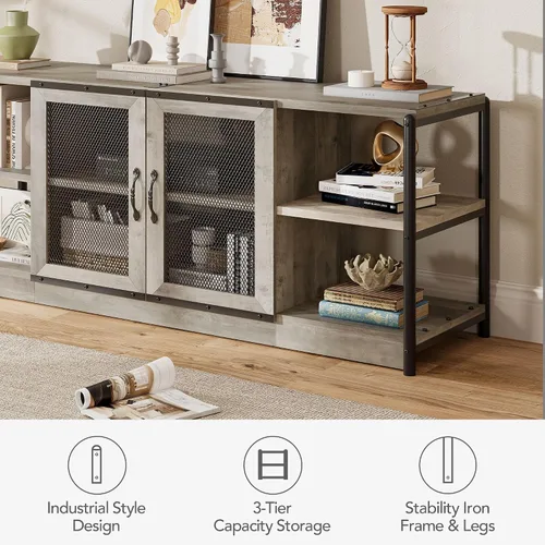 Miniatura 9 de IDEALHOUSE - Soporte para TV de estilo granja para televisores de 65/75 pulgadas, centro de entretenimiento con gabinete de almacenamiento, consola
