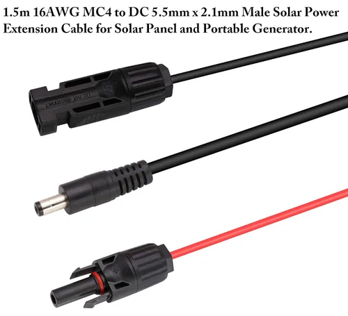 Miniatura 8 de Adaptador solar macho y hembra a DC 0.217 in x 0.083 in Cable de extensión de energía solar macho para panel solar y conector de generador portátil
