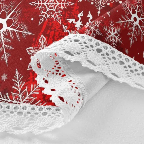 Miniatura 3 de senya Manteles redondos de Navidad, patrón rojo con copos de nieve, flores, mantel decorativo para mesa circular, comedor, decoración para Patrón 4