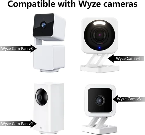 Miniatura 3 de Haoyou Soporte de pared de metal para Wyze Cam Pan V3/V4 Wyze Cam V4/V3 adhesivo sin taladrar instalación en interiores y exteriores