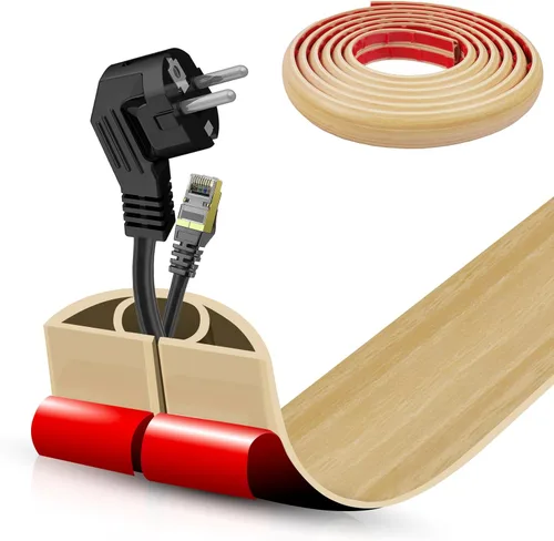 Miniatura 61 de Cubierta autoadhesiva para cables de suelo, gestión de cables de 3.3 pies, protector de tira de extensión para cables, evita tropiezos de cables