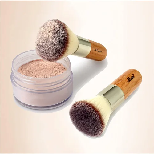 Miniatura 3 de Matto Bamboo Set de pinceles de maquillaje Kabuki, 2 Piezas, pincel de maquillaje para base y polvo para BB Cream mineral