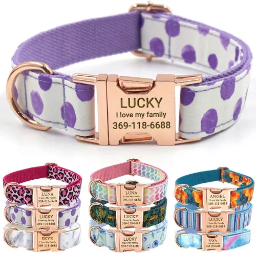 Miniatura 36 de PETDURO Collar Personalizado para Perro A cuadros Negro Blanco con Nombre y Teléfono Grabados en Hebilla de Metal Plateado para Perros Grandes