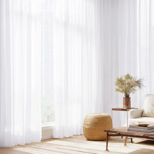 Miniatura 8 de NICETOWN Cortinas traslúcidas blancas de 84 pulgadas de largo, 4 paneles de 42 pulgadas de ancho, con bolsillo para barra, cortinas translúcidas
