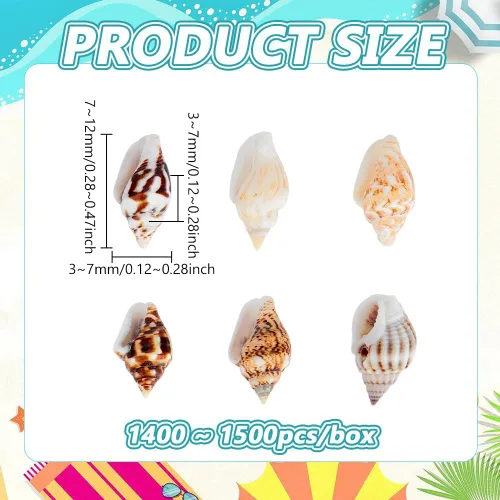 Miniatura 2 de PH PandaHall 1400-1500 piezas de conchas marinas diminutas de 0.276-0.472 in, conchas trituradas en miniatura, sin agujero, conchas marinas, conchas