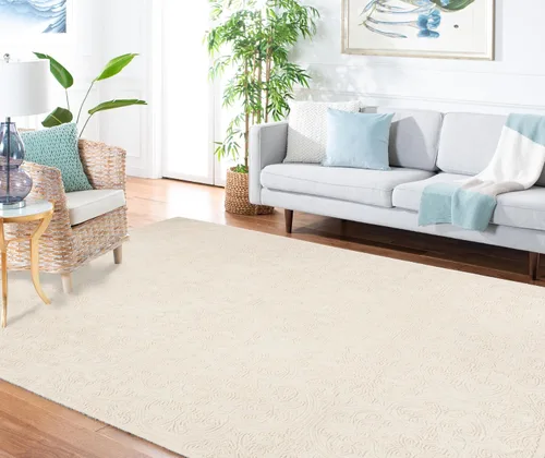 Miniatura 15 de SAFAVIEH Trace Collection - Alfombra decorativa de 2 x 3 pies, color marfil, lana hecha a mano, ideal para zonas de alto tráfico en entrada, sala