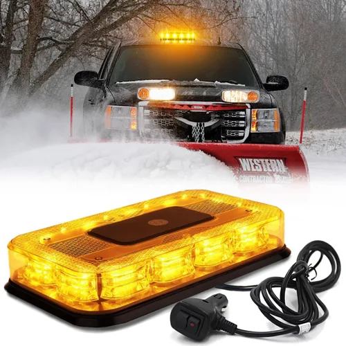 Miniatura 10 de Barra de luces estroboscópicas LED roja y azul de 12 pulgadas para techo, 72 LED, magnética, mini luz de advertencia de emergencia para vehículos