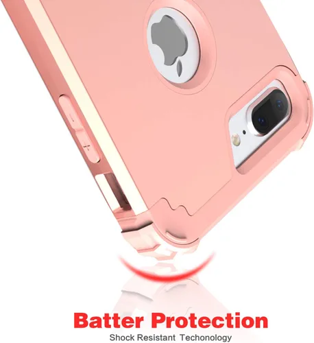 Miniatura 8 de IDweel Funda para iPhone 8 Plus, para iPhone 7 Plus con Protector de Pantalla, 3 en 1 Híbrida Resistente a Golpes de Servicio Pesado Protección Oro