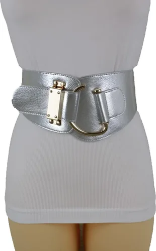 Miniatura 41 de TFJ - Cinturón ancho de moda para mujer, cintura alta, hebilla de gancho de metal dorado, talla XS, S, M, L, XL