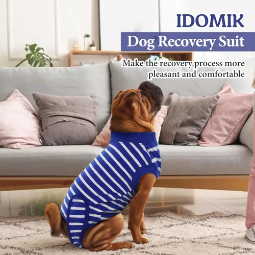 Miniatura 7 de IDOMIK Traje de recuperación para perros – Mono ajustable antilamidas para después de la cirugía, traje esterilizador de esterilización masculino