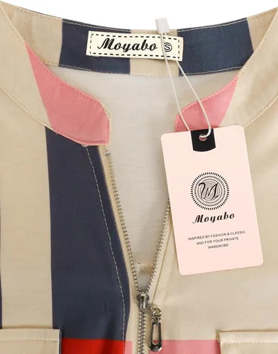 Miniatura 4 de Moyabo - Blusa de manga 34, con zíper y escote en V, para mujer