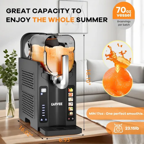 Miniatura 4 de Máquina de granizado para el hogar, máquina de bebidas congeladas de 70 onzas con pantalla LED y 6 programas preestablecidos, enfriador rápido