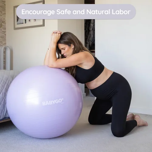 Miniatura 2 de BABYGO Pelota de Parto – Juego de pelota y libro de yoga para embarazo, trabajo de parto y ejercicio con enfoque en trimestres, fisioterapia