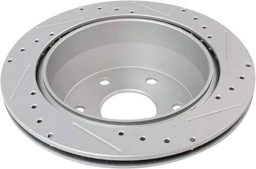 Miniatura 5 de TRQ Kit de pastillas de freno trasero y rotor de cerámica con revestimiento en G de alta calidad, ranurado X perforado, compatible con 02 Cadillac