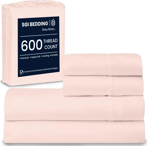 Miniatura 17 de SGI bedding Sábanas de Algodón Egipcio 100% Tamaño Full XL – Juego de Sábanas de 600 Hilos, Suaves, Frescas, Bolsillo Profundo de 16", Ropa de Cama