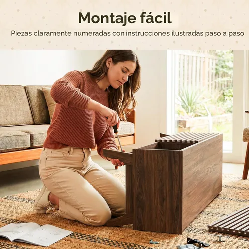 Miniatura 6 de AODK Soporte de TV de 59 pulgadas para televisores de 55/60/65 pulgadas, moderno centro de entretenimiento acanalado de mediados de siglo