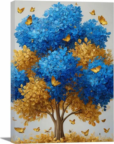 Miniatura 12 de VOCBAN Tree of Life Wall Art The Picture Artwork Canvas Prints Tree Pictures Poster Retro Artwork for Bedroom Living Room Home Decoration(blue blue