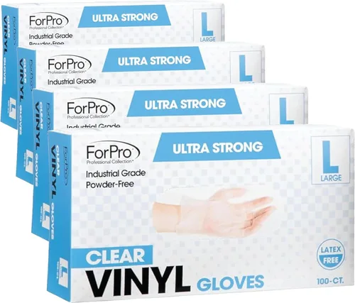 Miniatura 18 de ForPro Disposable Vinyl Gloves, Industrial Grade, Powder & Latex Free, Non-Sterile, Food Safe, 2.75 Mil Palm, 3.9 Mil Fingers Negro