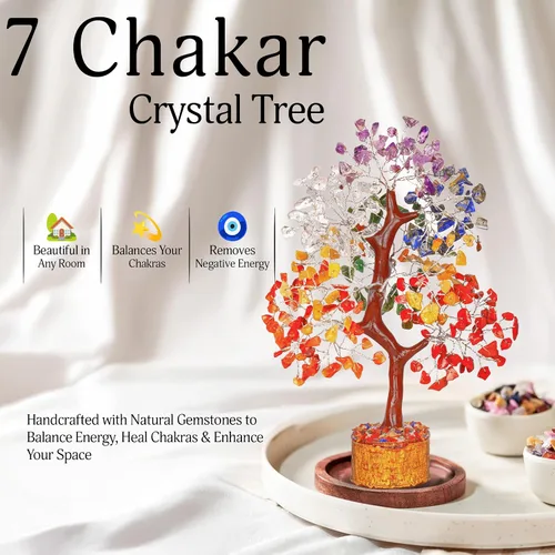 Miniatura 5 de YATSKIA Árbol de la vida de cristal de 7 chakras, piedras preciosas y cristales, decoración de oficina en casa, regalos de cumpleaños para mujeres