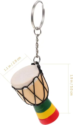 Miniatura 3 de Ciieeo Juego de 3 llaveros de tambor africano, mini llaveros de tambor Djembe de madera maciza, adornos artesanales, recuerdos para viajes
