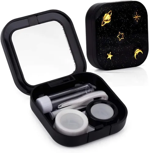 Miniatura 10 de ofone Estuche para lentes de contacto, estuches de lentes de contacto de estrellas, estuche de viaje con herramienta removedora, pinzas, solución