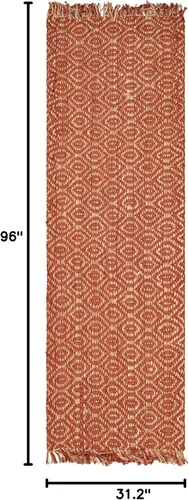 Miniatura 2 de SAFAVIEH Natural Fiber Collection NF445A - Alfombra de pasillo de 2 pies 6 pulgadas x 8 pies, color óxido, hecha a mano con flecos, ideal para zonas
