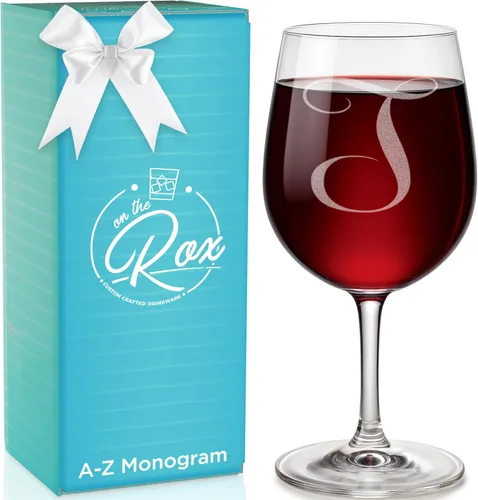 Miniatura 20 de Regalos de vino con monograma A-Z para mujer, copa de vino personalizada grabada de 12.75 onzas, regalos divertidos con monograma para amantes