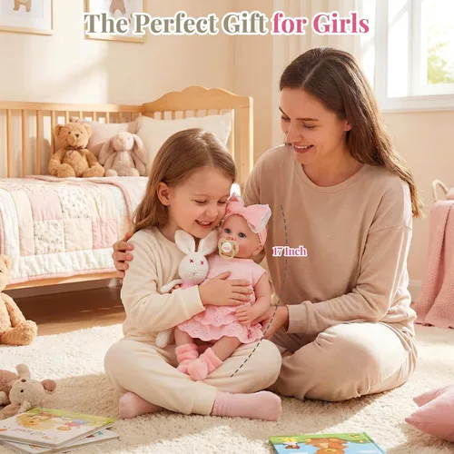 Miniatura 5 de BABESIDE Muñecas de bebé Reborn – Muñeca realista de cuerpo suave de 17 pulgadas para niña despierta, muñeca de bebé de la vida real con caja