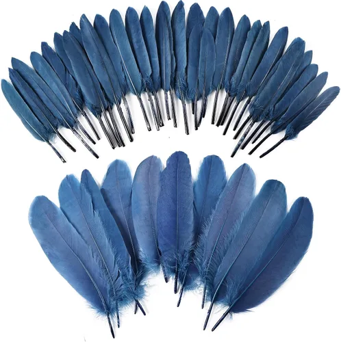 Miniatura 18 de iHUFeather 270 plumas de ganso azul aguamarina para manualidades, 2 estilos de 4 a 7 pulgadas, plumas naturales a granel para bricolaje, cosplay